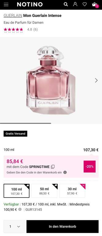 Guerlain Mon Guerlain Eau de Parfum Intense 100ml [Notino]
