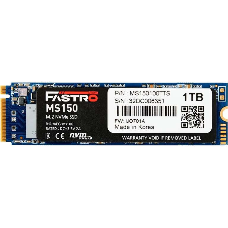 [Mindstar] 1TB Mega Fastro MS150 M.2 NVME SSD PCIe 3.0 x4 3D-NAND TLC (MS150100TTS)