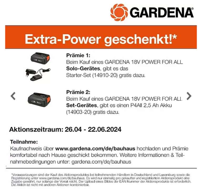 Gardena Power for All 18V Akku-Reinigungsbürste Aqua Brush [Bauhaus TPG]