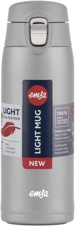 Emsa Travel Mug Light Thermo/Isolierbecher aus Edelstahl, 0,4 Liter, 8h heiß, 16h kalt, 100 Prozent dicht 15,99€/ Grau 16,99€ (Prime)N21509