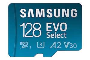 Samsung EVO Select microSD Speicherkarte, 128 GB, UHS-I U3//256GB 18.99€//512GB 33.99€