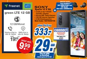 Lokal, O2 Netz: Sony Xperia 10 V & Sony WFC-500B Kopfhörer im Allnet/SMS Flat 12GB LTE für 9,99€/Monat, 29€ Zuzahlung