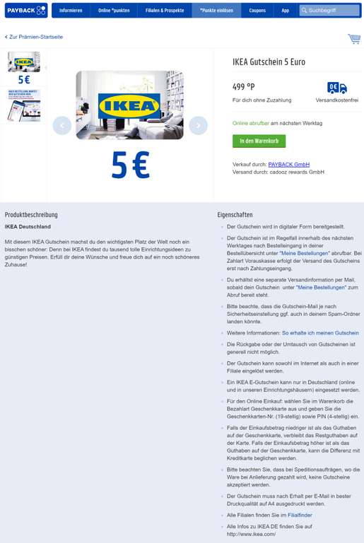 PAYBACK 250 EXTRA °P auf einen 5€ IKEA Gutschein (personalisiert)