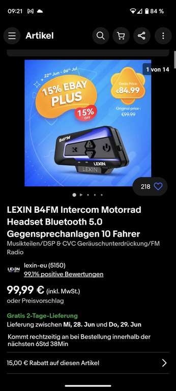 Lexin B4fm Motorrad Headset