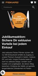 Fiskars Jubiläumsaktion Wunschprämie ab 50€ Einkaufswert