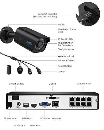 [amazon Black Friday Week] Fast Bestpreis Reolink 4K 8MP Überwachungskamera Set RLK8-810B4-A 4X 8MP PoE IP Cams + 8CH 2TB HDD NVR 24/7