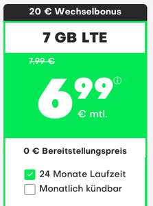 [SIM-Only Drillisch] 7GB LTE Datenvolumen + Allnet + SMS-Flat + VoLTE & WLAN Call + 20€ RNM für 6,99€ monatlich o. 8GB + Allnet für 7,99€