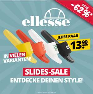 Ellesse Slides-Sale, Badesandalen, Damen u. Herren, 16 Modelle zu je 13,99 €, z.B. Ellesse Trada Slide