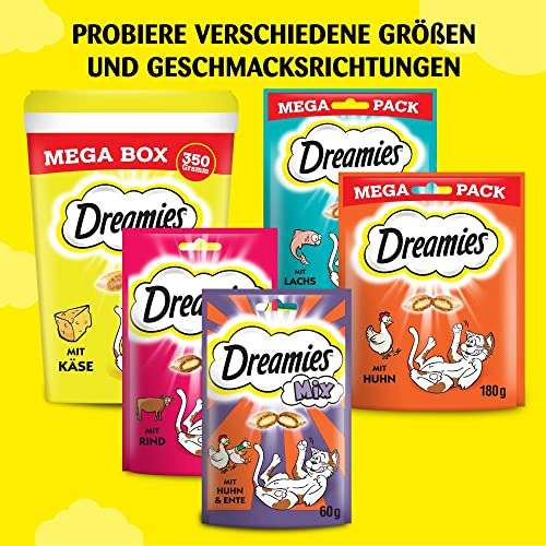 [Prime] Dreamies Katzensnacks mit Huhn–, Käse– und Lachsgeschmack, 12x60g
