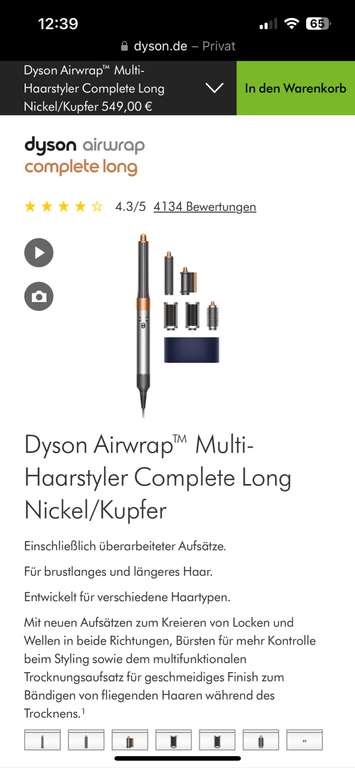 [CB] Dyson Airwrap Multi-Haarstyler Complete Long Nickel/Kupfer
