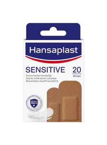 [PRIME/Sparabo] Hansaplast Sensitive Pflaster medium (20 Strips), hautfreundlich & hypoallergen mit Bacteria Shield, schmerzlos zu entfernen