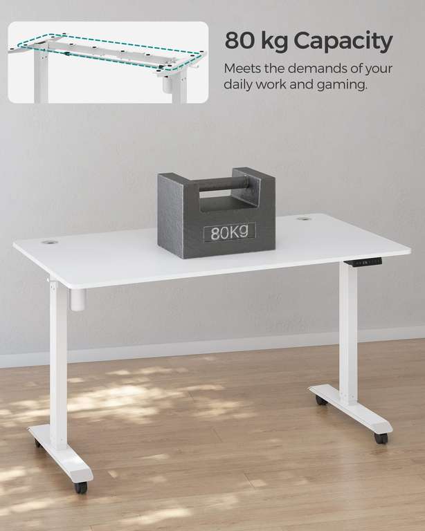 SONGMICS Schreibtischgestell, elektrisch höhenverstellbar, weiß