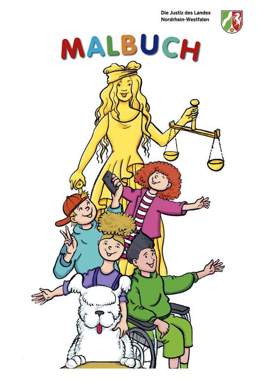 [Ministerium der Justiz NRW] Kinderbuch: Alles klar, Justitia / kleine Justizgeschichten für Kinder + Malbuch / gratis bestellen o. Download