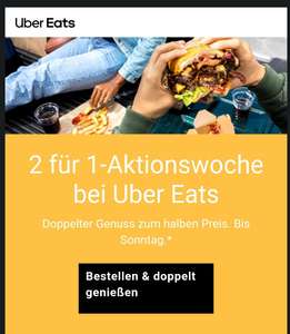 Uber eats neue 2 für 1 aktion