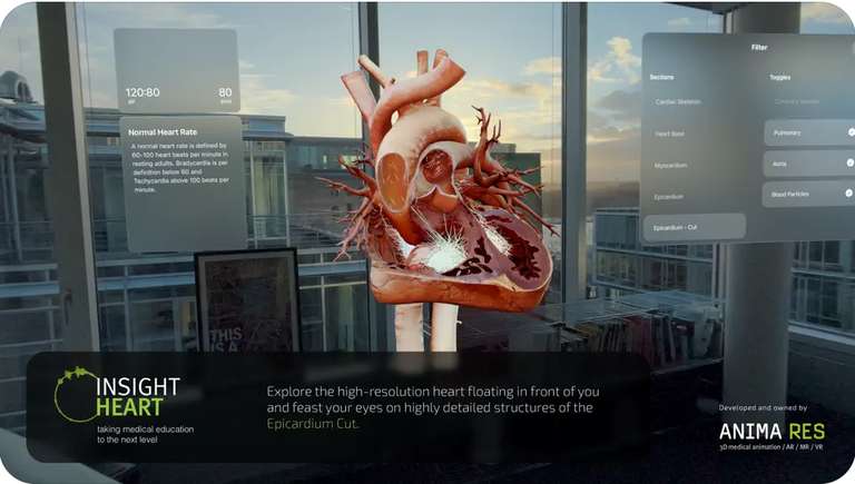 [Appstore] Insight Heart - ausgezeichnete Medizin-App (mit AR) / Apple Vision Pro / iPhone / iPad / Apple Watch