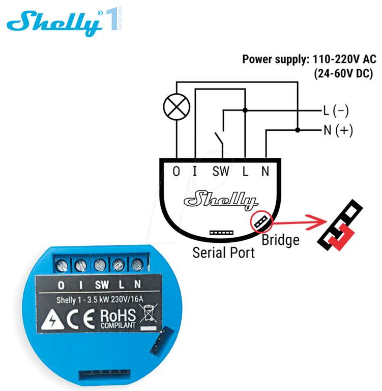 Shelly 1 Wifi-Switch (max. 6 Stück pro Bestellung) 7,90 Euro/Stück + 4,99 Euro Versand!
