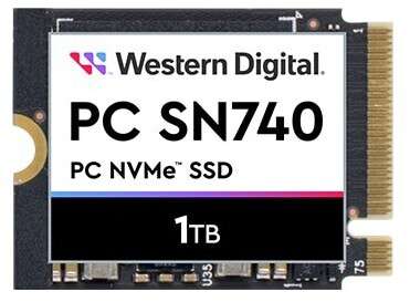 Western Digital PC SN740 NVMe SSD 1TB (M.2 2230, PCIe 4.0 x4, 5150/4900 MB/s, 3D-NAND TLC, DRAM-less) | 512GB für 54,89€
