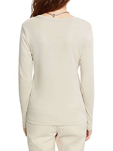 Esprit Longsleeve (Amazon Prime) Damen Langarmshirt in beige (Gr. XXS bis XL) 100% Baumwolle & Rundhalsausschnitt