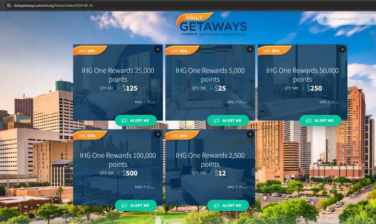 Daily Getaways 2024 (US Travel), u. a. Punktekauf für Hilton, IHG
