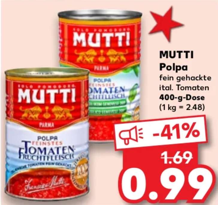 Mutti Polpa fein gehackte ital. Tomaten (Kaufland fast Bundesweit)