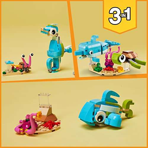 [Amazon prime] LEGO 31128 Creator 3-in-1 Delfin und Schildkröte, Seepferdchen, Fisch, Figuren von Meerestieren