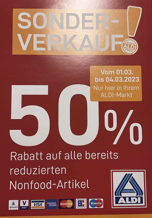 LOKAL bei einigen ALDI Filialen in/um Dresden: -50% Sonderverkauf