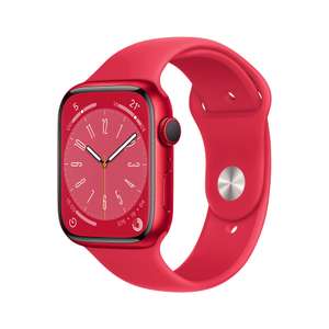 APPLE Watch Series 8 (GPS + Cellular) 45 mm Smartwatch Aluminium Fluorelastomer, 140 - 220 mm, Armband: (PRODUCT)RED, Gehäuse: (PRODUCT)RED