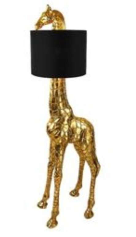 [Lokal grüner Krebs Walldorf] Giraffen Stehleuchte GiGi, gold/schwarz, Polyresin - 50x40x171 cm - E27 Fassung