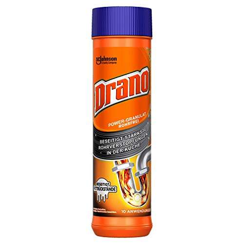 Drano Power-Granulat Rohrfrei Abflussreiniger, entfernt Rohrverstopfungen in der Küche, 10 Anwendungen, 1er Pack 500g (Prime)