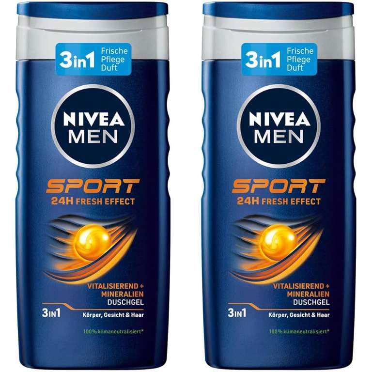 [Prime] NIVEA MEN Sport Duschgel (250 ml), pH-hautfreundliche Pflegedusche mit vitalisierendem Duft, Männer Duschgel (Packung mit 2)