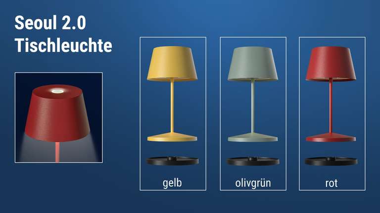 Villeroy & Boch SEOUL 2.0 Tischlampe - anthrazit, weiß, gelb oder rot für 59,99 € [Veepee]