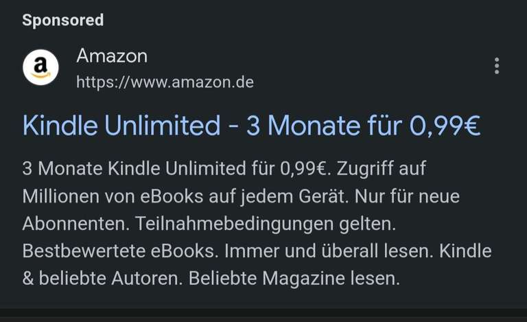 Amazon Kindle Unlimited 3 Monate für 0,99 (Personalisiert)