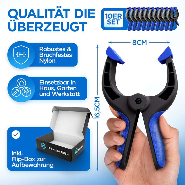 [Amazon Prime] Kistek Klemmzwingen Set [10 Stk] - Federklemmen mit 8cm ...