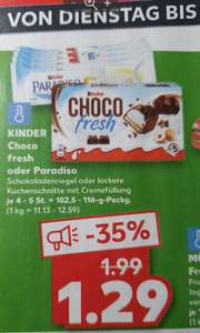 Kinder Choco fresh oder Paradiso. Kaufland