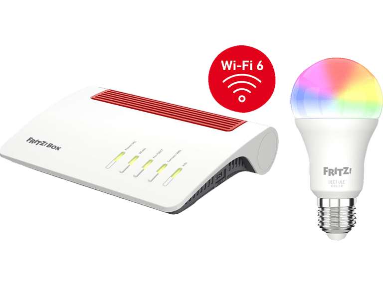AVM FRITZ!Box 7590 AX + FRITZ!DECT 500 Wi-Fi 6 WLAN-Mesh-Router+ LED Leuchtmittel Mehrfarbig