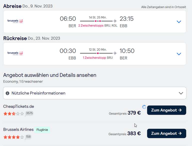 Flüge: Entebbe, Uganda (Nov.) Hin- und Rückflug ab 379,- p. P. ab Berlin, München, Frankfurt mit Star Alliance