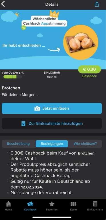 Marktguru Cashback 0,30€ auf Brötchen deiner Wahl