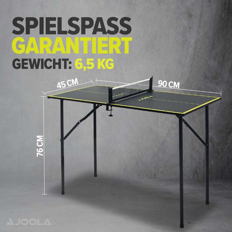 JOOLA TT-Tisch Mini | dark-grey | Mini - Tischtennisplatte | inkl. Netzgarnitur | LxBxH = ca. 90 x 45 x 76 cm [Kaufland]