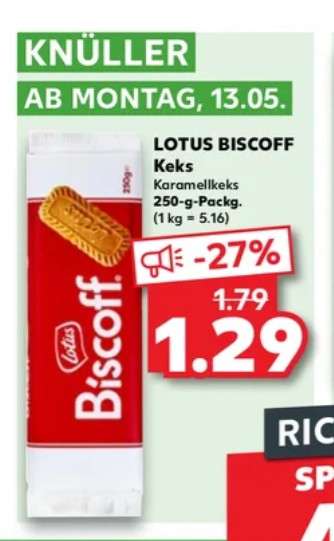 [Kaufland] Lotus Biscoff Kekse 250g Packung für 0,89€ bzw. 1,09€ mit Coupon