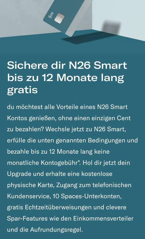 [Personalisiert] N26 Smart bis zu 12 Monate kostenlos bei Gehaltseingang