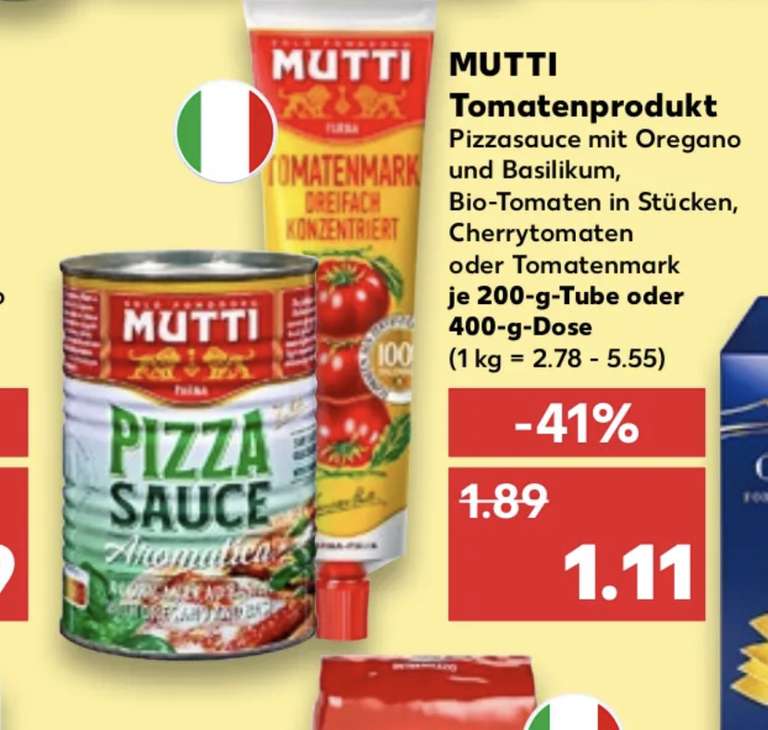 [Kaufland Bundesweit] Mutti pizzasauce 1,11 Euro