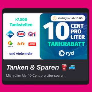 [Telekom Magenta Moments] Vorankündigung: Mit Ryd tanken & 10 Cent pro Liter sparen (Neukunden) ab 13.05.