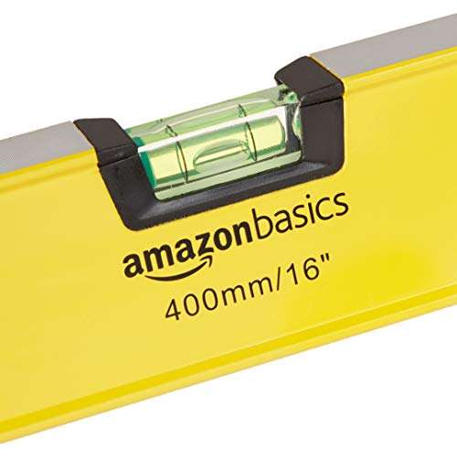 Amazon Basics Wasserwaage aus stoßfester Aluminiumlegierung, magnetische/180-90-45-Grad-Blasen, 40,6 cm