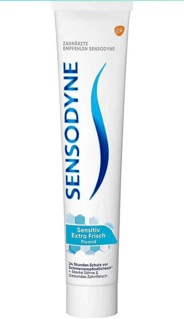 (Prime) Sensodyne Fluorid + Extra Frisch Zahnpasta, tägliche Zahnpasta, bei schmerzempfindlichen Zähnen, 1x75ml