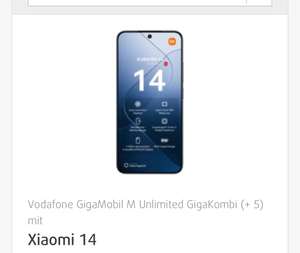 Xiaomi 14 (512GB) 99€ im Vodafone Gigakombi Unlimited 35/Monat