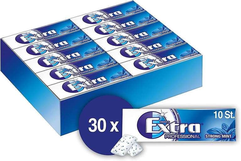 (Prime Spar-Abo) Extra Kaugummi | Professional Strong Mint | Zuckerfrei | 30 Packungen