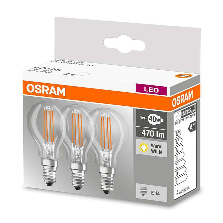 30x LED Filament Osram 4W E27 2700k, oder alternativ E14 4000k, "Glühbirne", Lampe
