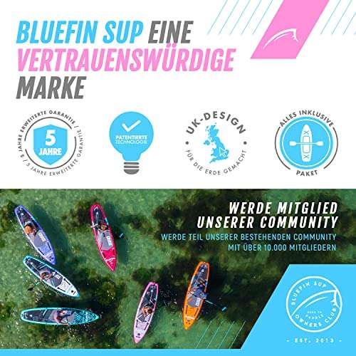 Bluefin Cruise SUP Board Set | Aufblasbares Stand Up Paddle Board | 6 Zoll Dick | Fiberglas Paddel | Kajak Sitz | Komplettes Zubehör