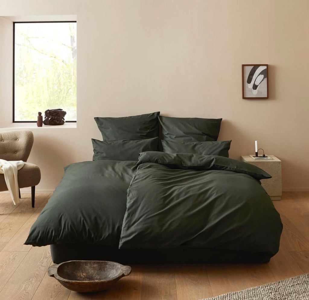 3x LeGer by Lena Gercke Bettwäsche ( 100 % Baumwolle) Bettwäscheset (1x 80x80 cm + 1x 135x200 cm) dunkelgrün für 30,89 EUR