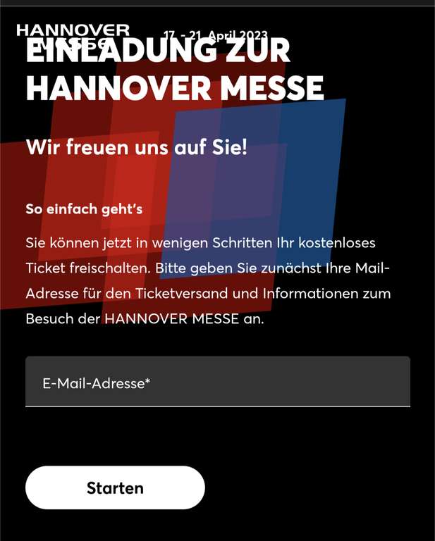 Hannover Messe 2023. Kostenloses Ticket. DAUERTICKET für 17. -21.4.2023